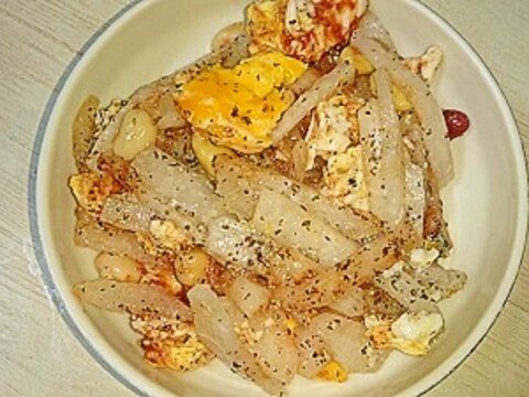 大根&サラダ豆&たまごの黒すりごまケチャップサラダ